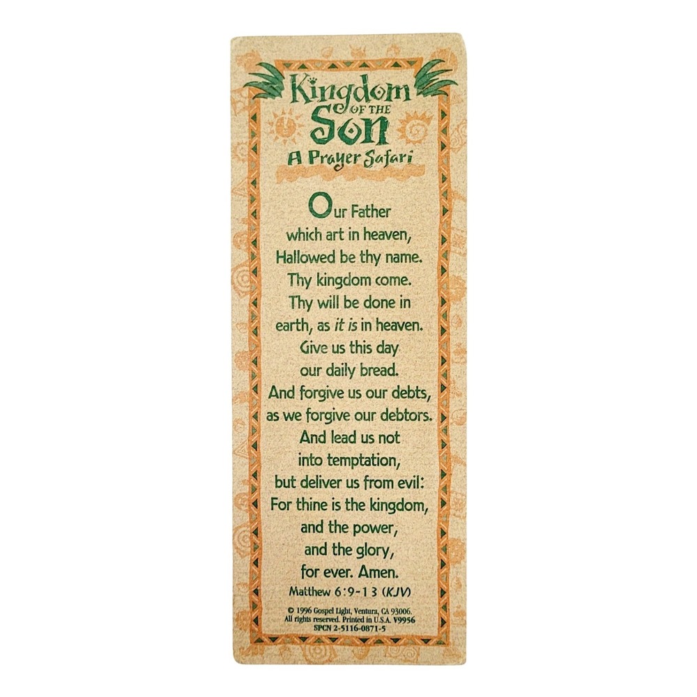 Vintage 90s Prayer Safari Bookmark Kingdom Son Bible USA 1996 Gospel Light V9956